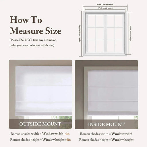 1PC Cordless Roman Blind Galen Matte fabric Light-Filtering Window Shade White -DTYStore
