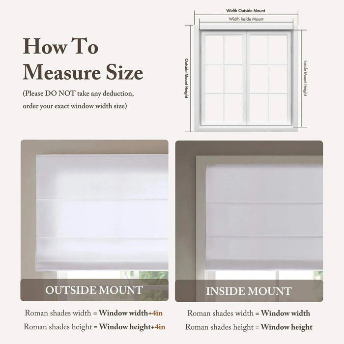 1PC Cordless Roman Blind Galen Matte fabric Light-Filtering Window Shade White -DTYStore