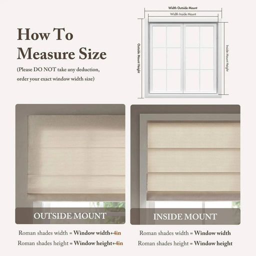 1PC Cordless Roman Blind Galen Matte fabric Light-Filtering Window Shade Ivory -DTYStore