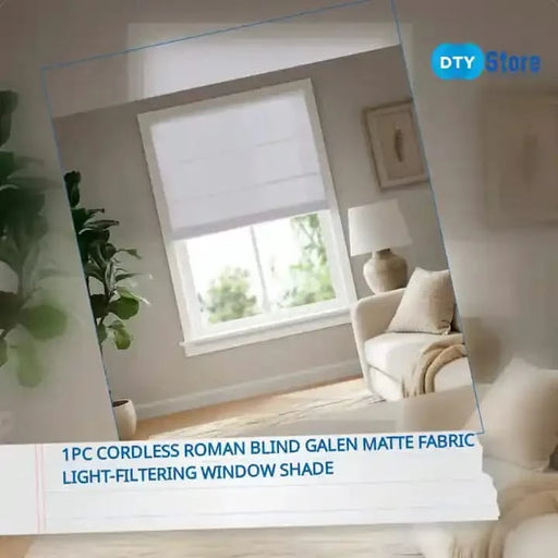 1PC Cordless Roman Blind Galen Matte fabric Light-Filtering Window Shade Ivory -DTYStore