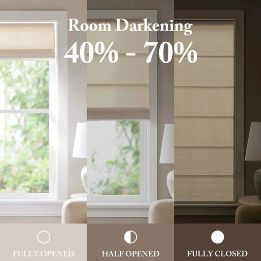 1PC Cordless Roman Blind Galen Matte fabric Light-Filtering Window Shade Ivory -DTYStore