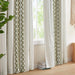 1 PCS 50x84' Cotton Printed Curtain Panel with Chenille Stripe and Lining Green Default -DTYStore