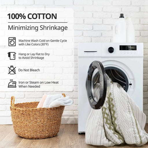 1 PCS 50x95' Cotton Printed Curtain Panel with Chenille Stripe and Lining Green Default -DTYStore