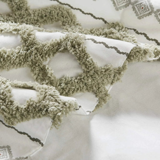 1 PCS 50x95' Cotton Printed Curtain Panel with Chenille Stripe and Lining Green Default -DTYStore