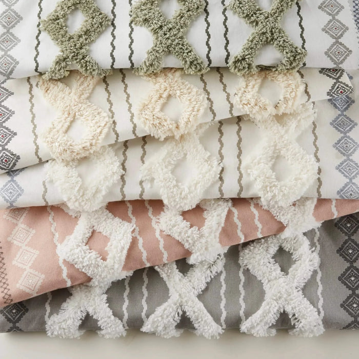 1 PCS 50x95' Cotton Printed Curtain Panel with Chenille Stripe and Lining Green Default -DTYStore