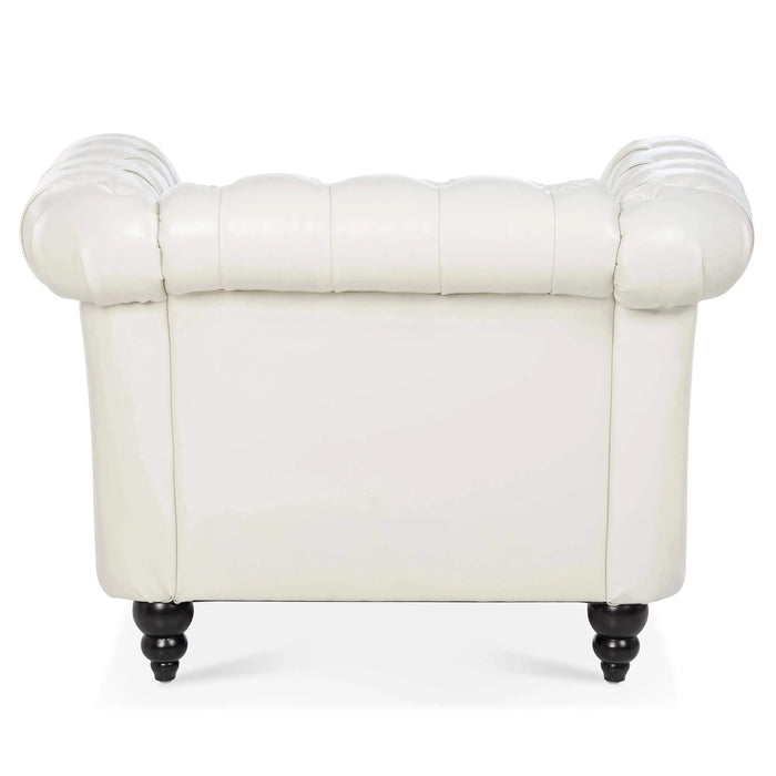 1 Seater Sofa For Living Room — Compact Comfortable Upholstered Lounge Chair White -DTYStore