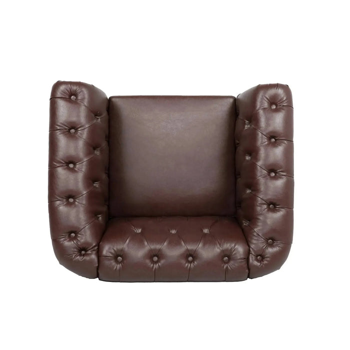 1 Seater Sofa For Living Room — Compact Comfortable Upholstered Lounge Chair Dark Brown -DTYStore