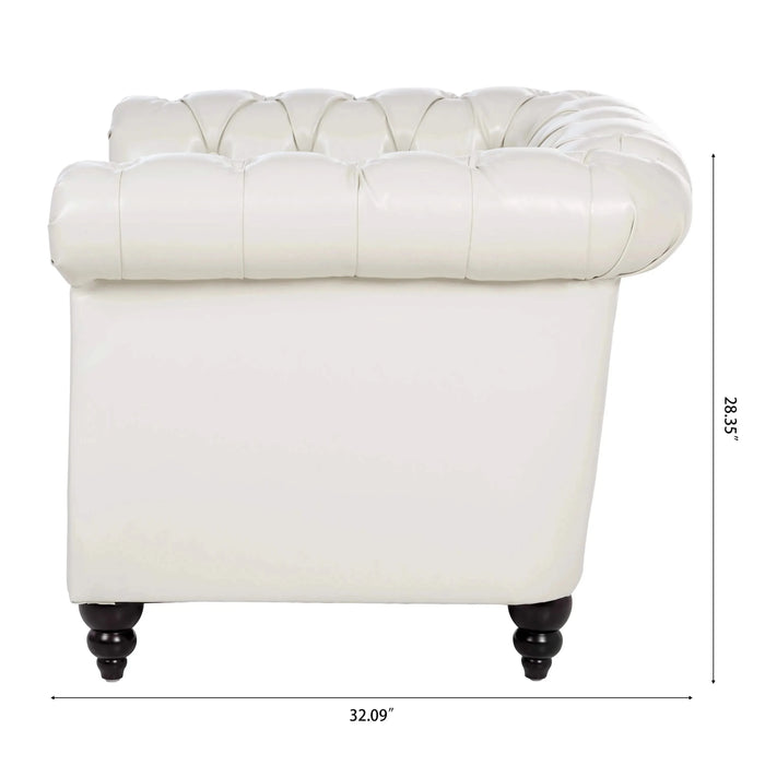1 Seater Sofa For Living Room — Compact Comfortable Upholstered Lounge Chair White -DTYStore