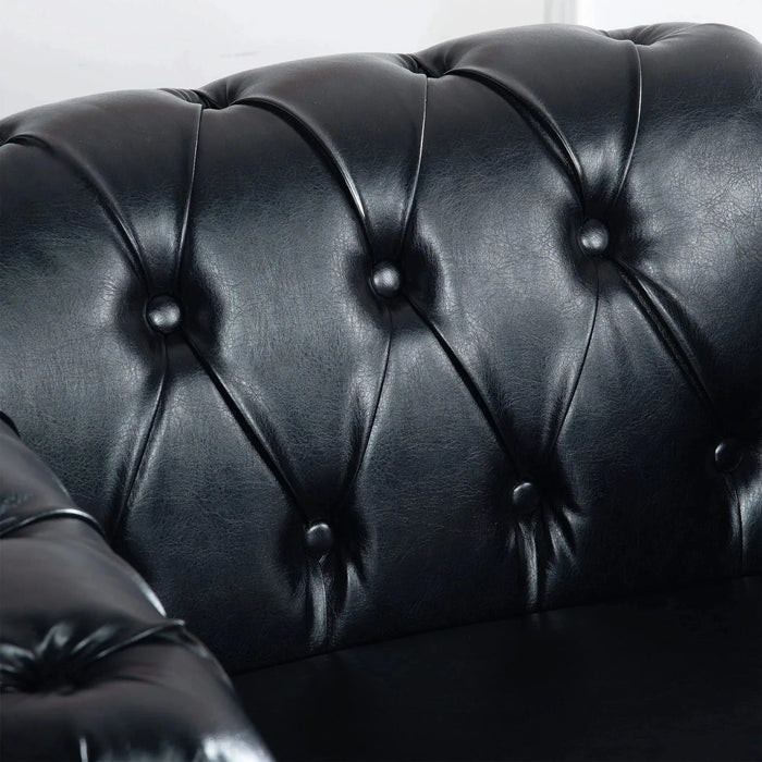 1 Seater Sofa For Living Room — Compact Comfortable Upholstered Lounge Chair Black -DTYStore