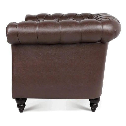 1 Seater Sofa For Living Room — Compact Comfortable Upholstered Lounge Chair Dark Brown -DTYStore