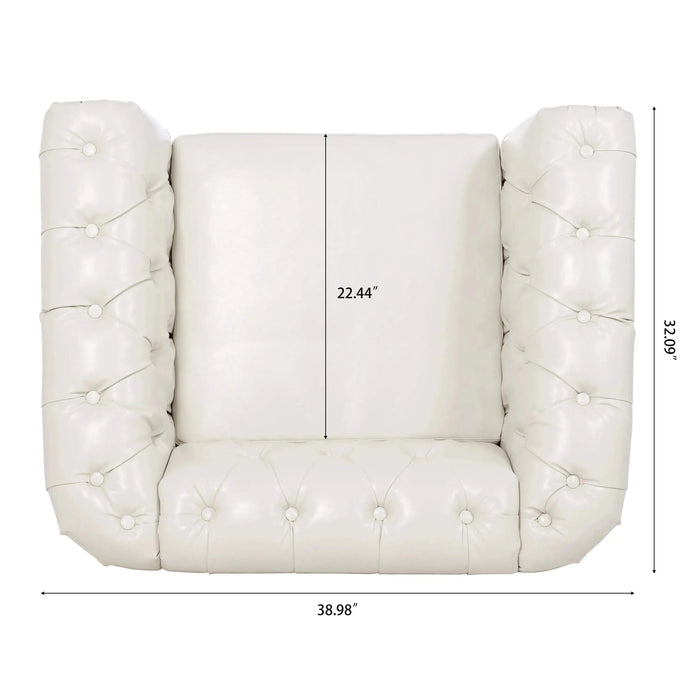 1 Seater Sofa For Living Room — Compact Comfortable Upholstered Lounge Chair White -DTYStore