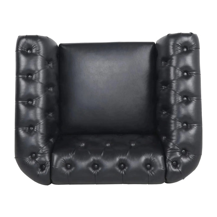 1 Seater Sofa For Living Room — Compact Comfortable Upholstered Lounge Chair Black -DTYStore