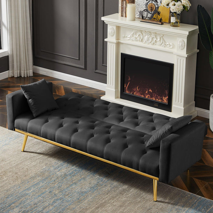 BLACK Convertible Folding Futon Sofa Bed , Sleeper Sofa Couch for Compact Living Space. - DTYStore