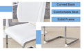 Luxury Simple Arch Chair - Set of 4 White PU Material High Resilience Dining Chair with Arched Metal Silver Leg. - DTYStore