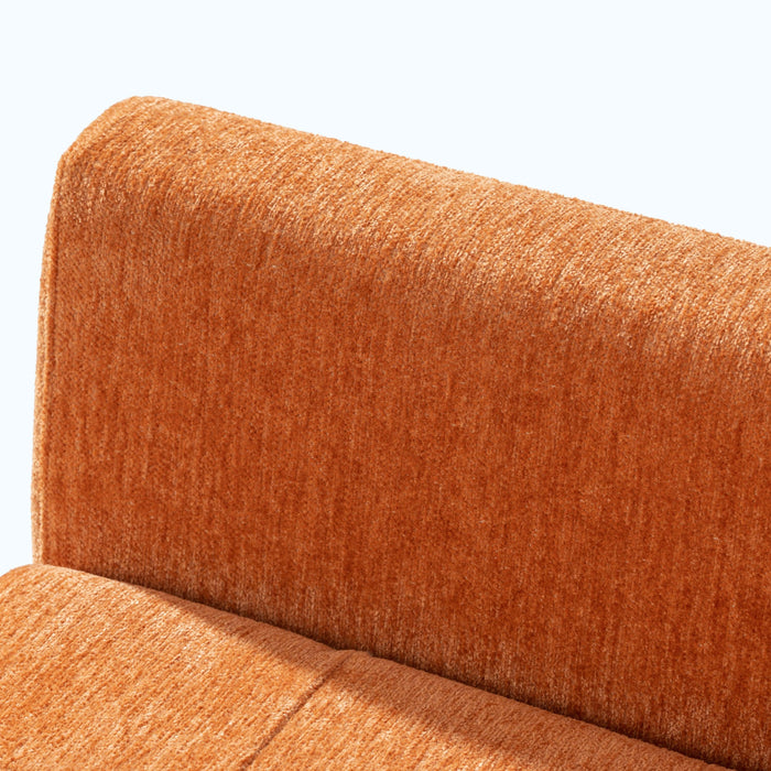 Modern Accent Chair,Chenille Arm Chairs for Living Room,Upholstered Mordern Armchair,Comfy Soft Padded Lounge Chair in Small Space, Bedroom, w/Pillow, Solid Wood Leg (Orange) - DTYStore