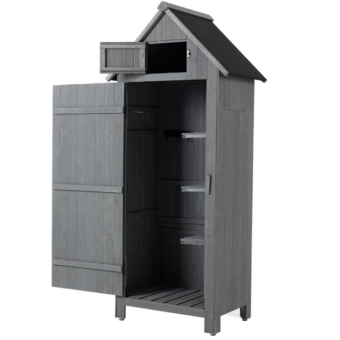 30.3"L X 21.3"W X 70.5"H Outdoor Storage Cabinet Tool Shed Wooden Garden Shed - DTYStore