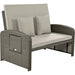 PE Wicker Rattan Double Chaise Lounge, 2-Person Reclining Daybed with Adjustable Back and Cushions, Free Furniture Protection Cover,Gray - DTYStore