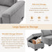 Sleeper Sectional Sofa, L-Shape Corner Couch Sofa-Bed with Storage Ottoman & Hidden Arm Storage & USB Charge for Living Room Apartment, Gray - DTYStore