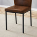 Luxury Simple Chair - Set of 6 Brown Technology Fabric Material High Resilience Dining Chair with Metal Black Leg.The Chair Back Has a Vertical Stripe Design With Smooth And Uniform Lines. - DTYStore