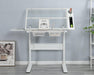 Hand Crank Adjustable Drafting table drawing desk with 2 metal drawers (white)WITH STOOL - DTYStore