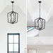 4-Light Farmhouse Kitchen Chandeliers, Matte Black and Sliver Vintage Rustic Cage Light Fixture Adjustable Height Chandeliers for Dining Room Hallway Foyer Entryway(E12 Bulbs Not Included)