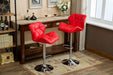 Glasgow Contemporary Tufted Adjustable Height Hidraulic Bar Stools, Set of 2, Red - DTYStore