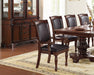 Royal Majestic Formal Set of 2 Arm Chairs Brown Color Rubberwood Dining Room Furniture Faux Leather Upholstered Seat - DTYStore