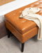 Storage Bench with Storage Bench for Bedroom End of Bed Bench Foot of Bed Bench Entryway Bench Storage Ottoman Bench 43.3" W x 17.7" Brown Leather Bench - DTYStore