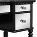 GO 43" Dressing Table Set with Mirrored Drawers and Stool, Tri-fold Mirror, Makeup Vanity Set for Bedroom, Black - DTYStore