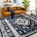 Area Rug 8x10 Vintage Bohemia Large Persian Non-slip Washable Rug For Living Room Kitchen Bedroom Living Room Geometry Blue/Black - DTYStore