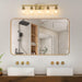 Golden 5-Light Vanity Light with Clear Glass Shades, Modern Iron Metal Bathroom Wall Fixture for Mirror, Ideal for Bathroom and Dressing Table (No Bulbs) - DTYStore