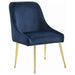 Dark Ink Blue and Gold Wingback Dining Chair (Set of 2) - DTYStore