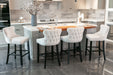 Contemporary Velvet Upholstered Wing-Back Barstools with Button Tufted Decoration and Wooden Legs, and Chrome Nailhead Trim, Leisure Style Bar Chairs,Bar stools, Set of 4 (Beige),SW1824BGx2 cartons - DTYStore