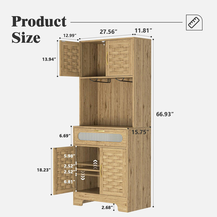 67'' Tall Pantry Buffet Cabinet Freestanding Hutch Cupboard for Home, Kitchen,Tall Freestanding Liquor Cabinet Bar for Kitchen, Dining Room - DTYStore