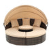 Hot Sale KD Rattan Round Lounge With Canopy Bali Canopy Bed Outdoor, Wicker Outdoor Sofa Bed with lift coffee table - DTYStore