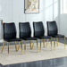 Four black dining chairs. A medieval modern chair made of PU material with soft cushions, equipped with golden metal legs. Suitable for restaurants and living rooms - DTYStore