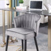 Contemporary Velvet Upholstered Counter Height Stool with Deep Channel Tufting and Gold Tipped, Black Metal Legs, 20' W x 21' D x 36.5' H, Gray - DTYStore