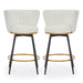 Counter Height Bar Stools Set of 2, 360° Swivel Upholstered Barstools with Backs and Metal Legs, 26' H Seat Height, Velvet Fabric,Goldy Footrest - DTYStore