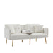 Cream White Velvet Futon Sofa Bed with Gold Metal Legs - DTYStore