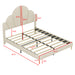 Queen Size Upholstered Bed Frame with Elegant Design, Modern Velvet Platform Bed with Petal Shape Headboard,Beige - DTYStore