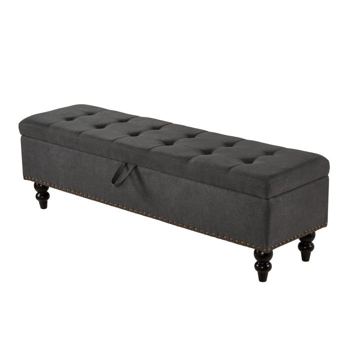 59" Bed Bench with Storage Grey Fabric - DTYStore