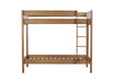 Twin Over Twin Bunk Bed, Upholstered Bunk Bed Frame with Ladder, Safety Guardrails,Rubber Wooden,Teddy Fleece Fabric Headboard/Footboard ,Natural - DTYStore