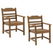 Patio Dining Chair with Armset Set of 2, HIPS Materialwith Imitation Wood Grain Wexture chair for Deck Pool Backyard, Teak - DTYStore