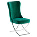 PrimeNest Noblesse Collection Upholstered Silver Legged Dining Chair, Set of 2, Green - DTYStore
