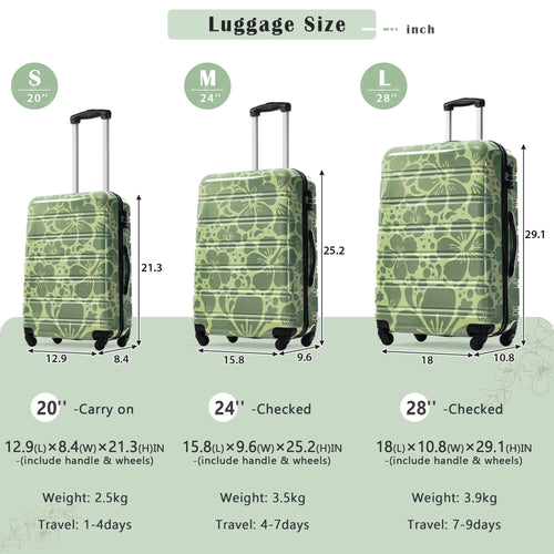 Hardshell Luggage Sets 3 pcs Spinner Suitcase with TSA Lock Lightweight-20'+24'+28' Luggages - Image 3