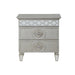 2 Drawers Nightstand with Mirror Inlay Trim in Silver Finish - DTYStore