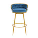 Swivel Counter Height Bar Stools Set of 2, 31.' Bar Height Stools with Hand-Woven Backrest & Gold Metal Legs, Modern Low Back Upholstered Kitchen Chairs with Footrest for Island, Dining Room,Blue - DTYStore