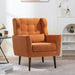 Modern Accent Chair,Chenille Arm Chairs for Living Room,Upholstered Mordern Armchair,Comfy Soft Padded Lounge Chair in Small Space, Bedroom, w/Pillow, Solid Wood Leg (Orange) - DTYStore