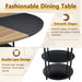 Table and chair set.A 47.3-inch diameter modern spliced color circular dining table - double-layer storage.Paired With 4 brown technology fabric dining chairs, simple and versatile, comfortable. - DTYStore