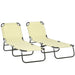 Outsunny 2 Piece Folding Chaise Lounge Pool Chairs, Outdoor Sun Tanning Chairs with 5-Level Reclining Back, Steel Frame for Beach, Yard, Patio, Beige - DTYStore